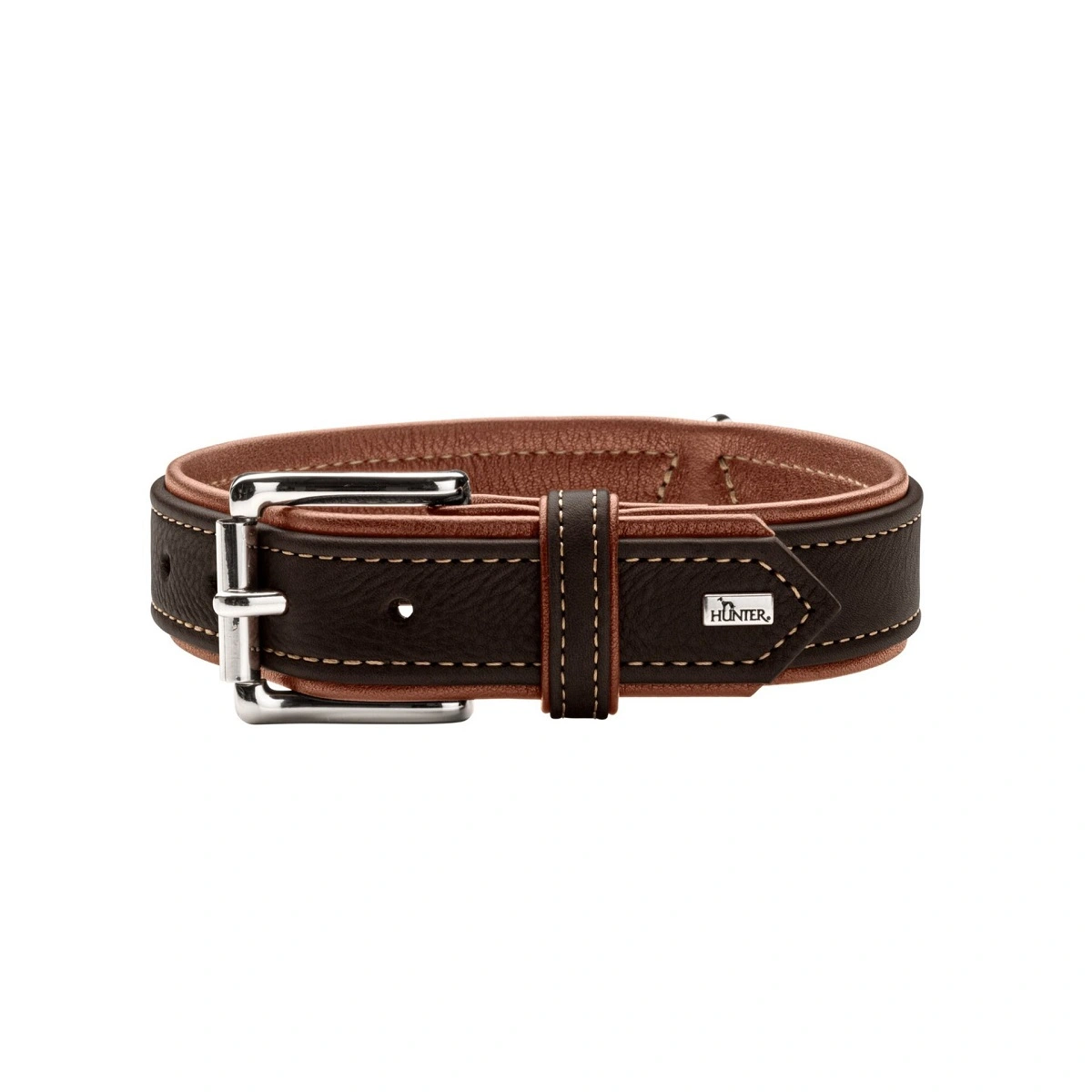 Hunter Hundehalsbånd læder Canada Elg Str.45 Sort/Cognac - 33-39 cm